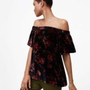 Loft Petite Floral Velvet Off Shoulder Top